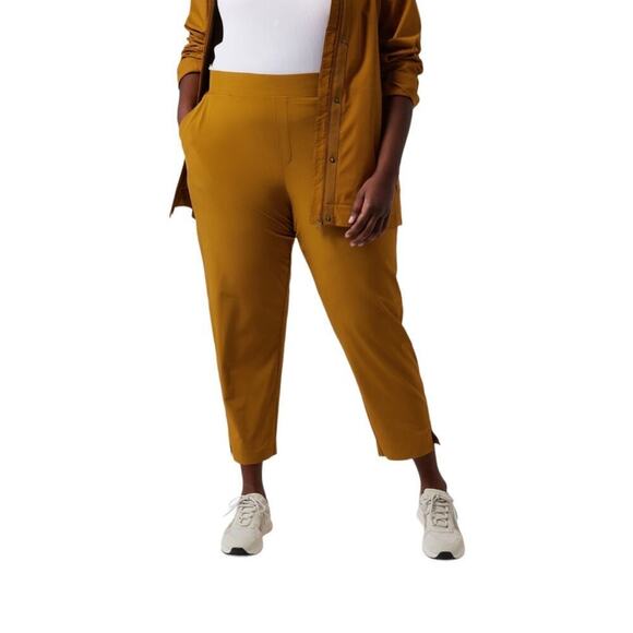 Athleta Brooklyn Ankle Tapered Leg Ribbed Textured Joggers Pant Brass Yellow 16 - Picture 4 of 16